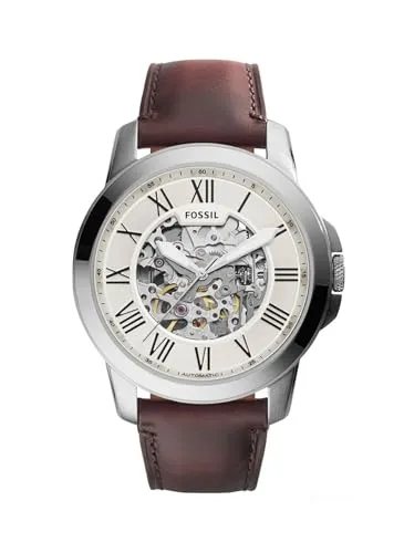 Reloj Fossil Grant Automatic ME3099 Hombre 45mm Acero Inoxidable Correa Cuero Marrón