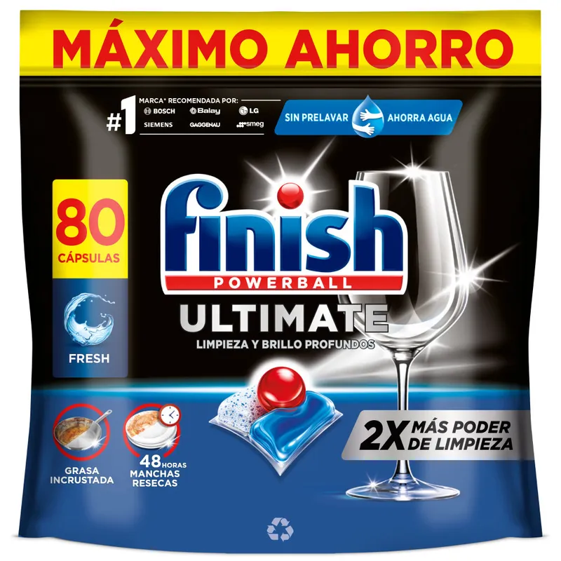 Finish Powerball Ultimate All in 1 80 Pastillas para el lavavajillas Regular