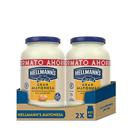 Pack 2x 825ml Mayonesa Hellmann's - devolución 4.54€ en saldo Amazon