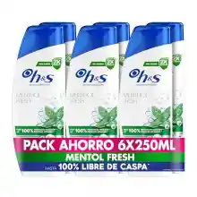Pack 6x 250ml H&S Menthol Fresh Champú Anticaspa