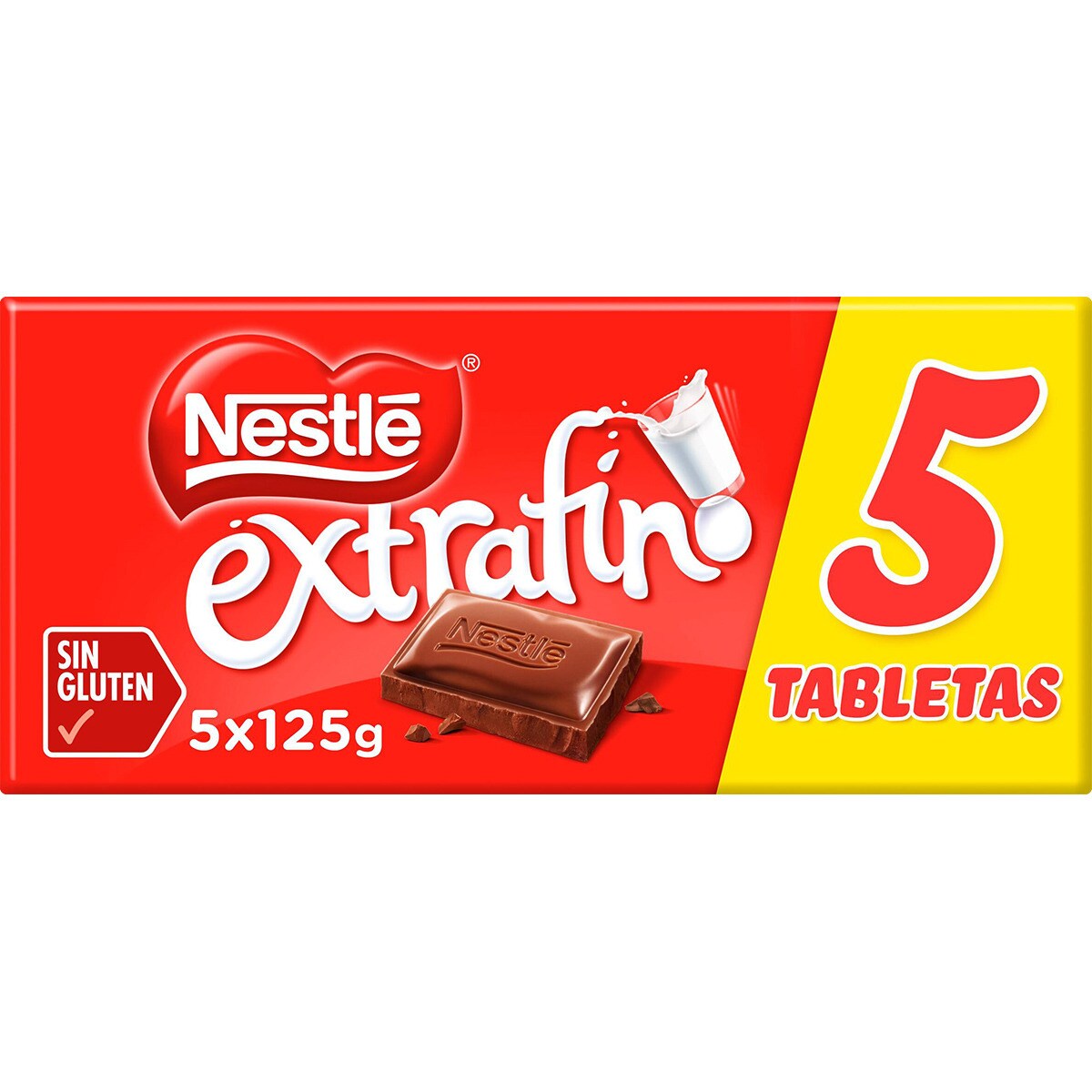 Pack 5 tabletas de Chocolate con leche sin gluten 125 g